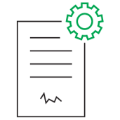 document and cog icon